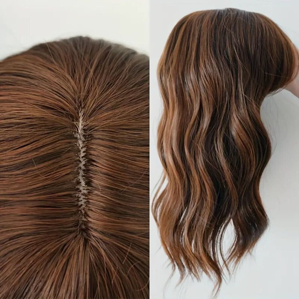 Aurburn Red Brown Hair Topper Short Wave 14 Inch